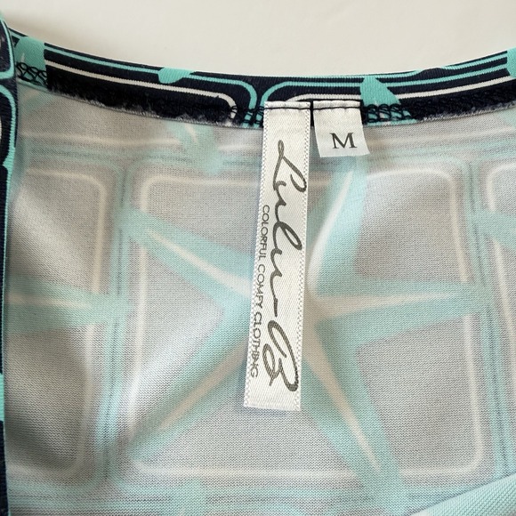 Lulu B Blue Starfish 3/4 Sleeve Flounce Ruffle Hem Shift Dress Size MEDIUM - Picture 10 of 12